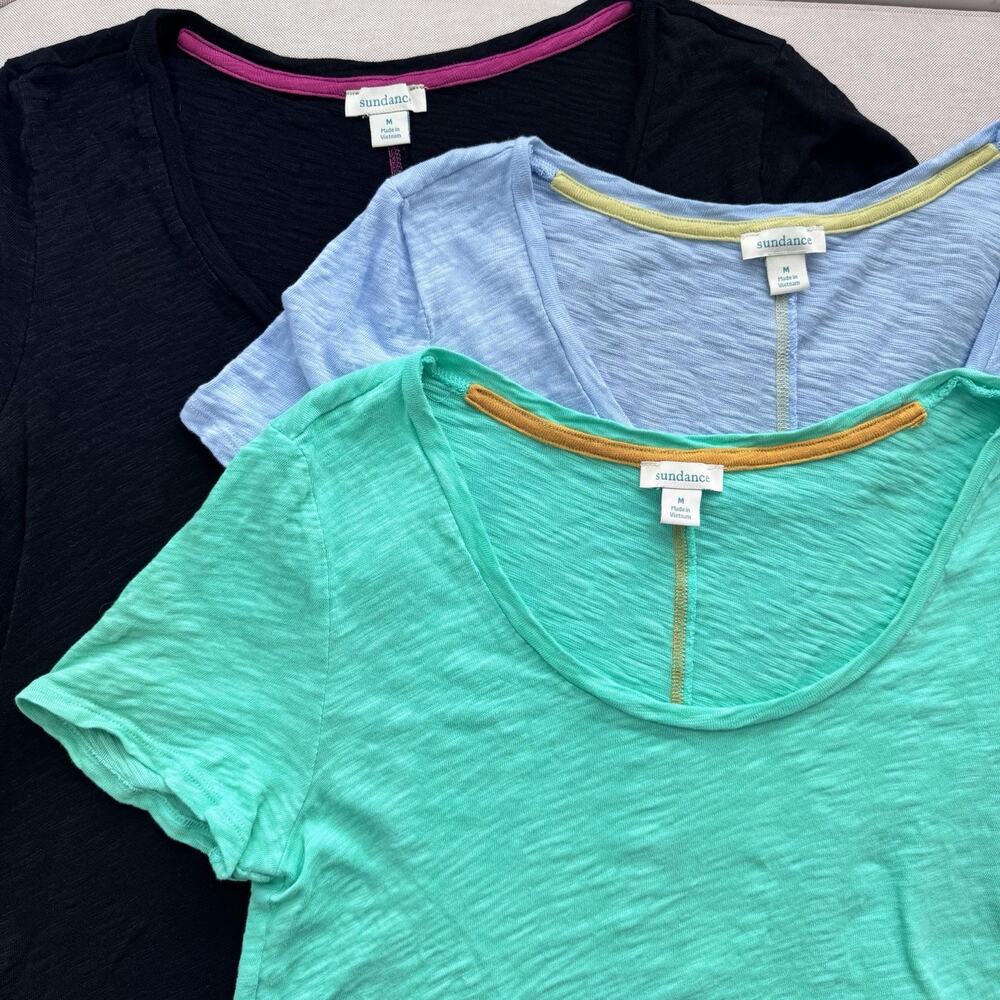 Sundance Womens Ultimate Airy Slub Scoop neck Tee Size Medium (Lot of 3) Cotton